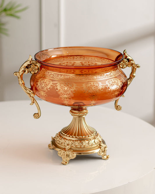 Mahtab Ornamental Decorative Bowl - Clear Amber