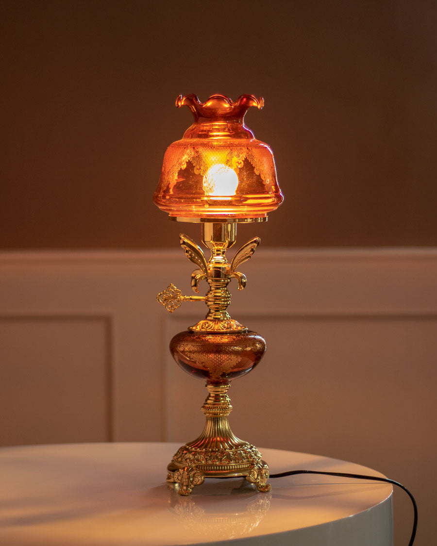 Niloufer Antique Lantern Style Lamp - Clear Amber