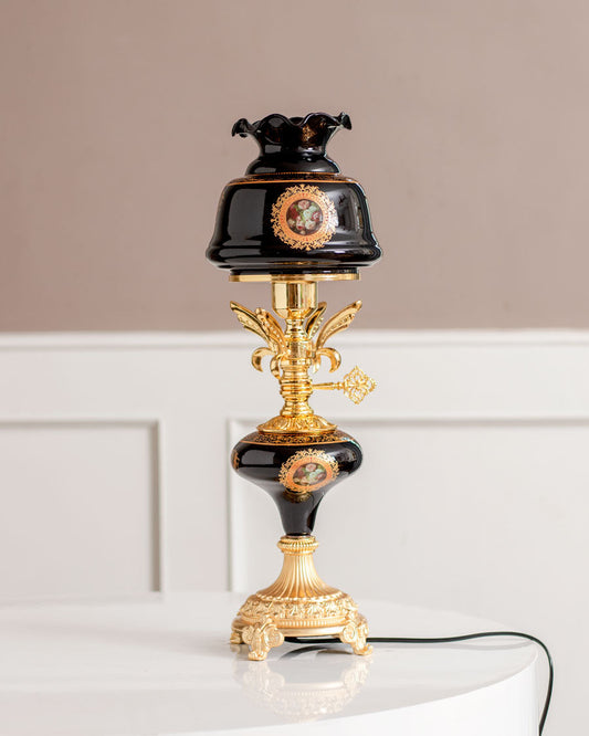 Niloufer Antique Lantern Style Lamp - Midnight Black