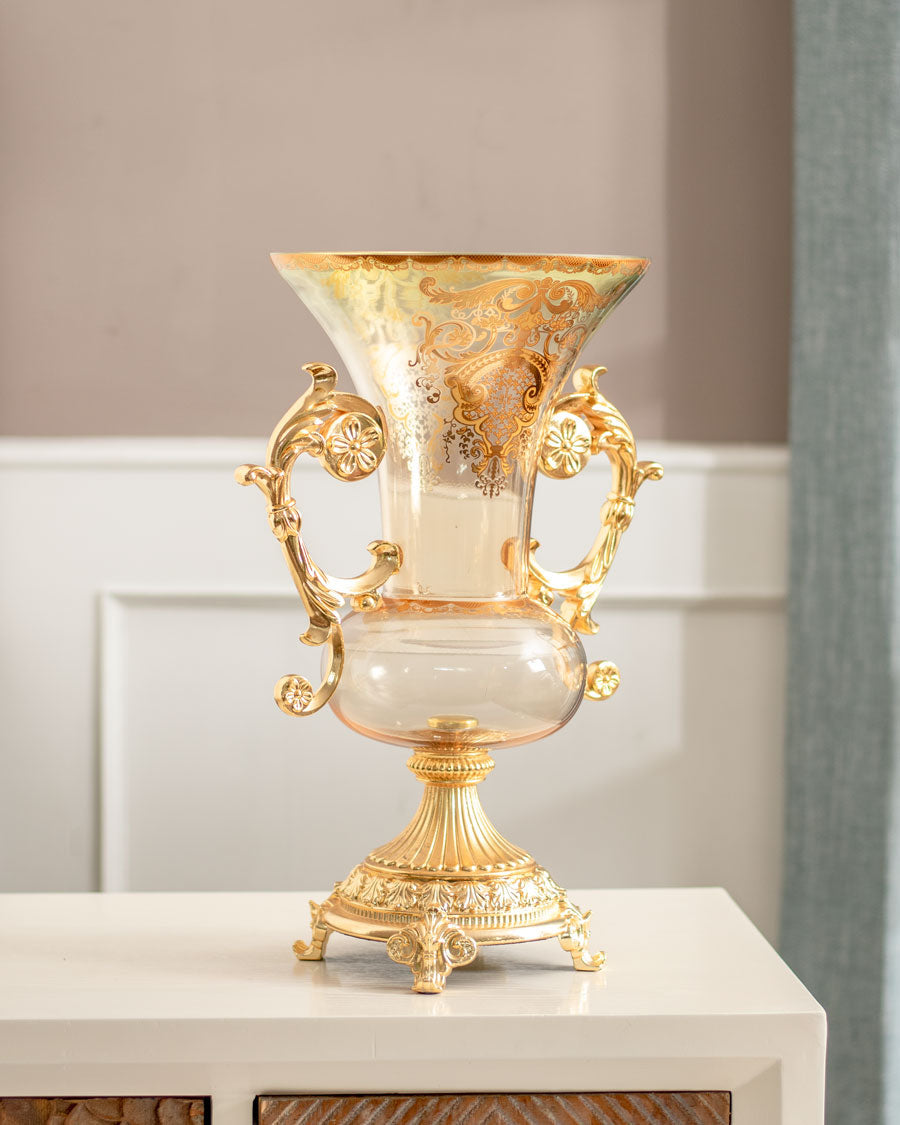 Roksaneh Ornamental Decorative Vase - Clear Gold