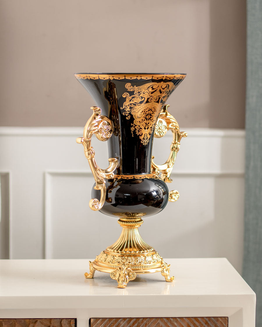 Roksaneh Ornamental Decorative Vase - Midnight Black