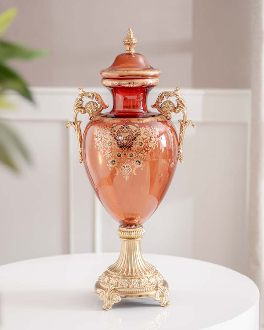Villeroy Decorative Lidded Vase - Clear Amber